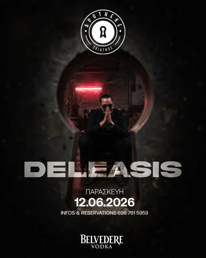 Αφίσα: Deleasis, Παρασκευή 12.06 2026 — πόρτες 00:00
