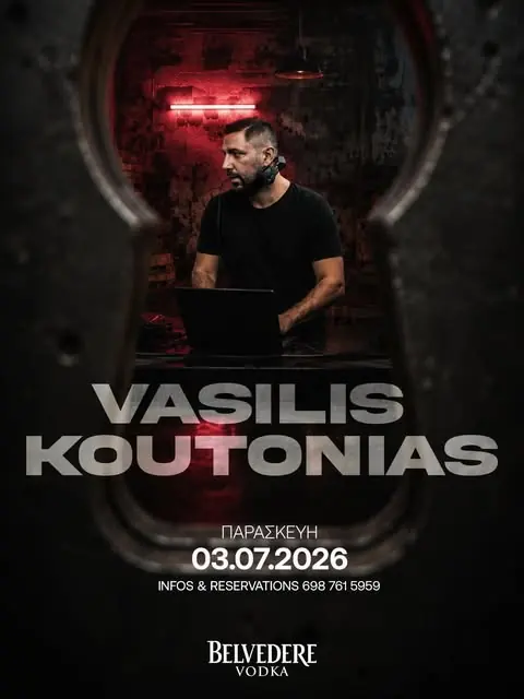 Αφίσα: Vasilis Koutonias, Παρασκευή 03.07 2026 — πόρτες 00:00
